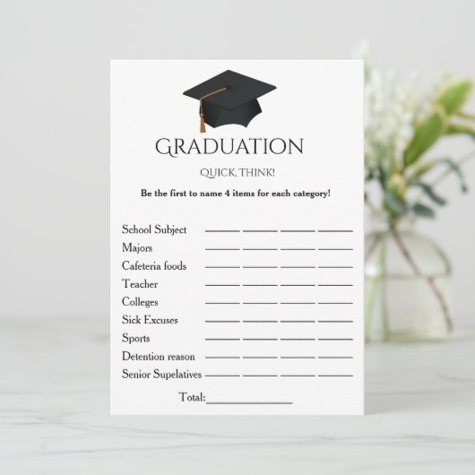 Invitation Simple script penser rapide fête de graduation jeu (Debout devant)