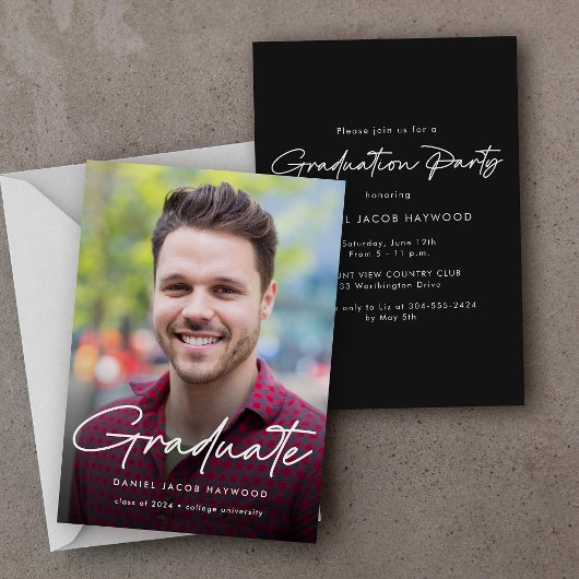 Invitation Simple Script Photo Graduation Party