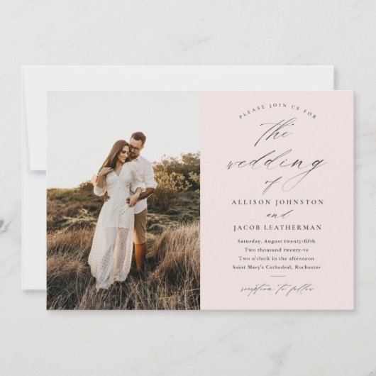 Invitation Simple Script Photo Mariage (Devant)
