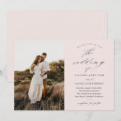 Invitation Simple Script Photo Mariage (Devant / Derrière)