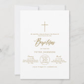 Invitation Simple Script Photo Or Genre Baptême neutre (Devant)