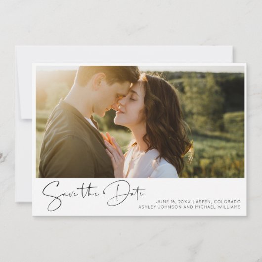 Invitation Simple Script Photo QR Code Photo Enregistrer la d (Devant)