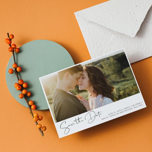 Invitation Simple Script Photo QR Code Photo Enregistrer la d