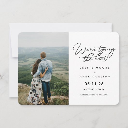 Invitation Simple Script Photo Wedding Enregistrer la date (Devant)