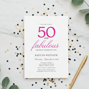 Invitation Simple Script Rose 50 ans et Incroyable 50e Annive