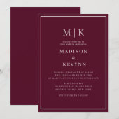 Invitation Simple Script Rouge Bourgogne Mariage Formel  (Devant / Derrière)