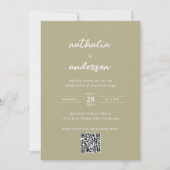 Invitation Simple Script Sage Green Photo QR Code Mariage (Devant)