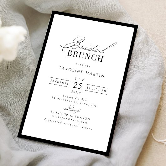 Invitation Simple Script Typographique Élégant Brunch de Mari