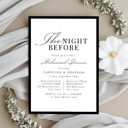 Invitation Simple Script Typographique Élégant La Nuit Avant