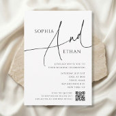 Invitation Simple Script Typography QR Code White Wedding