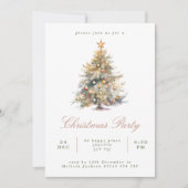 Invitation Simple Script Watercolor Christmas Tree Party (Devant)