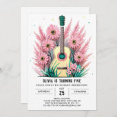 Invitation Simple Serenade Guitare Anniversaire (Devant / Derrière)