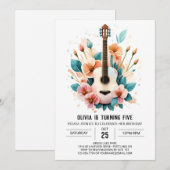 Invitation Simple Serenade Guitare Anniversaire (Devant / Derrière)