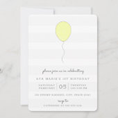 Invitation Simple Shabby Chic Balloon Jaune Anniversaire (Devant)
