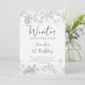 Invitation Simple Silver Winter ONEDERLAND 1er anniversaire (Debout devant)