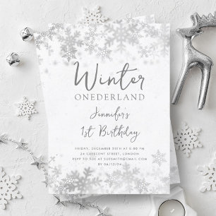 Invitation Simple Silver Winter ONEDERLAND 1er anniversaire