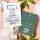 Invitation Simple simple vert QR Code élégant minimal RSVP