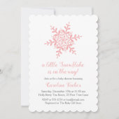 Invitation Simple Snowflake rose Élégant Baby shower (Devant)