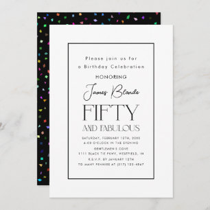 Invitation Simple Sophisticated Unisex 50e fête d'anniversair