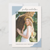 Invitation Simple Splashes Blue Photo Graduation Party (Devant)