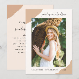 Invitation Simple Splashes Neutre Photo Graduation Party