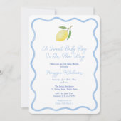 Invitation Simple Squiggle Bordure Lemon Sweet Baby Boy Douch (Devant)