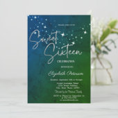 Invitation Simple Stars Vert Douce 16  (Debout devant)