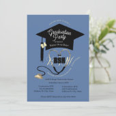 Invitation Simple Style Bleu Editable Nurse Grad Party (Debout devant)