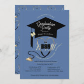 Invitation Simple Style Bleu Editable Nurse Grad Party (Devant / Derrière)