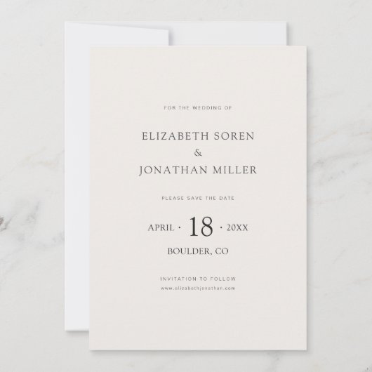 Invitation Simple style moderne photo mariage Enregistrer la (Dos)