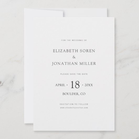 Invitation Simple style moderne photo mariage Enregistrer la  (Dos)