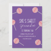Invitation Simple Sucette Anniversaire Rose Fête (Devant)