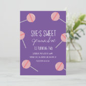 Invitation Simple Sucette Anniversaire Rose Fête (Debout devant)