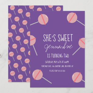 Invitation Simple Sucette Anniversaire Rose Fête