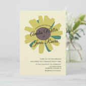 Invitation Simple Sunflower Script Vert Jaune Mariage dans (Debout devant)