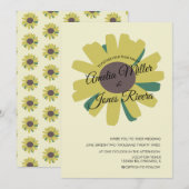 Invitation Simple Sunflower Script Vert Jaune Mariage dans (Devant / Derrière)