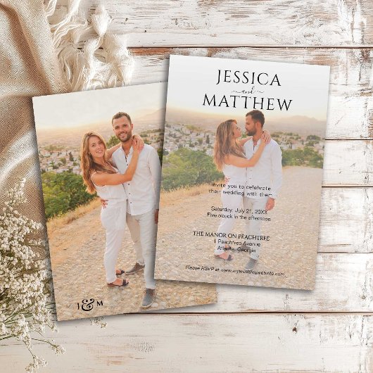Invitation Simple superposition de photo de mariage