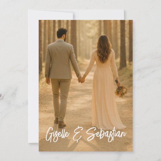 Invitation Simple superposition Neutre Botanique Mariage élég (Dos)