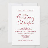 Invitation Simple surprise 40e anniversaire de Mariage Ruby R (Devant)
