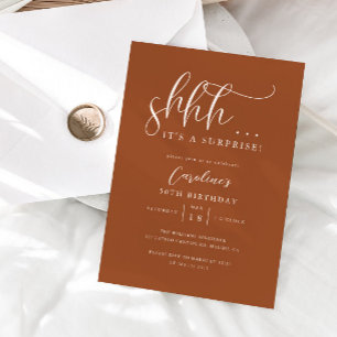 Invitation Simple surprise fête d'anniversaire Terracotta