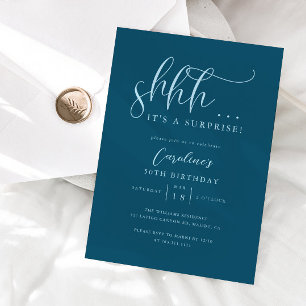 Invitation Simple surprise fête d'anniversaire Turquoise