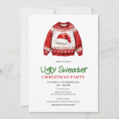Invitation Simple Sweat de Noël drôle et laid pour soirée (Devant)