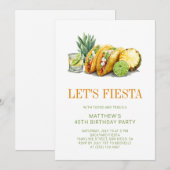 Invitation Simple Tacos Mexican Fiesta 40th Birthday Party (Devant / Derrière)