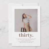 Invitation Simple Taupe Brown Photo minime 30e anniversaire (Devant)