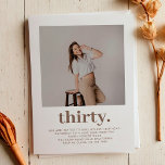 Invitation Simple Taupe Brown Photo minime 30e anniversaire<br><div class="desc">Simple Taupe Brown Minimal Photo 30th Birthday Invitation</div>