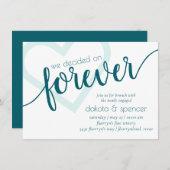 Invitation Simple Teal Forever | Brunch de mariage Green Hear (Devant / Derrière)