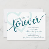 Invitation Simple Teal Forever | Brunch de mariage Green Hear (Devant)