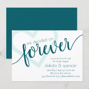Invitation Simple Teal Forever   Brunch de mariage Green Hear
