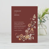 Invitation Simple Terracotta Automne Fleur sauvage Mariage (Debout devant)
