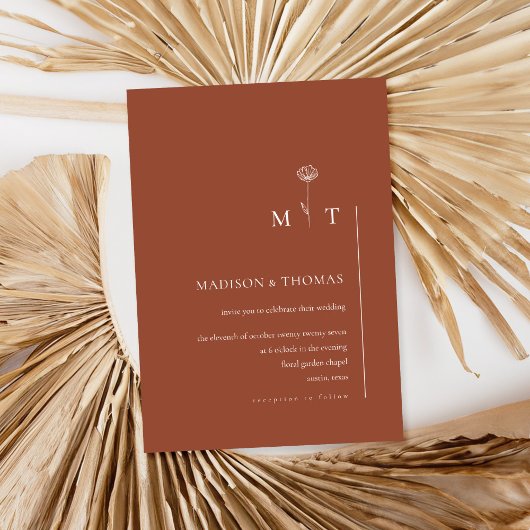 Invitation Simple Terracotta Minimal Chic Mariage
